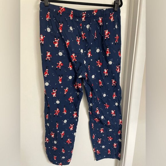 Old Navy Men's, Navy Blue, Christmas, Dancing Santa, Flannel, Pajama Pants - Picture 4 of 5